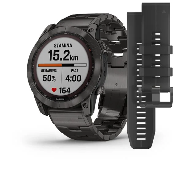 Garmin fenix 7X Sapphire Solar Karbon Gri DLC Titanyum - Titanyum Kayış 010-02541-27
